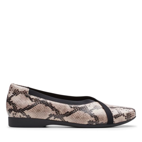 Clarks Womens Un Darcey Ease Flat Shoes Beige Snake | USA-5814672